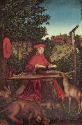 Lucas Cranach, Portrat des Kardinal Albrecht von Brandenburg als Hl Hieronymus im Grunen